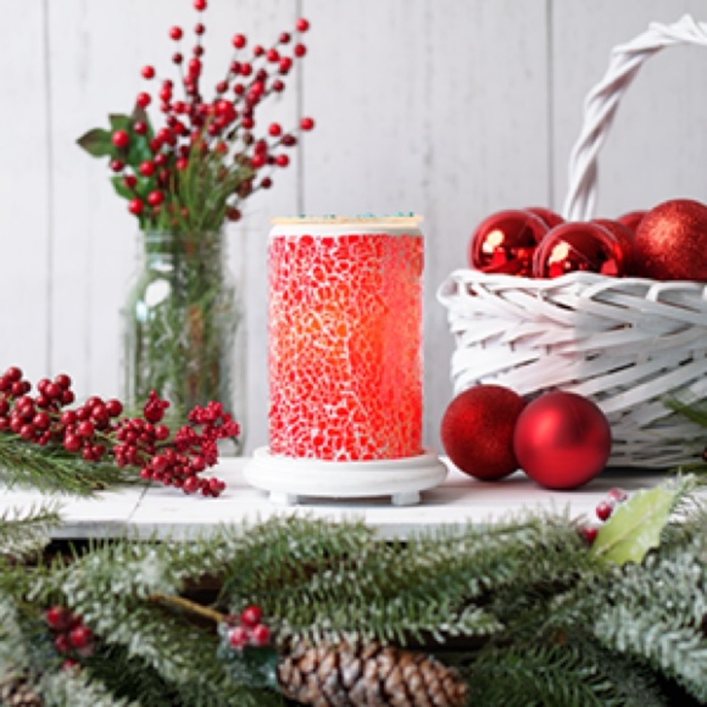 Red Crackle Simmering Light Antique White Base